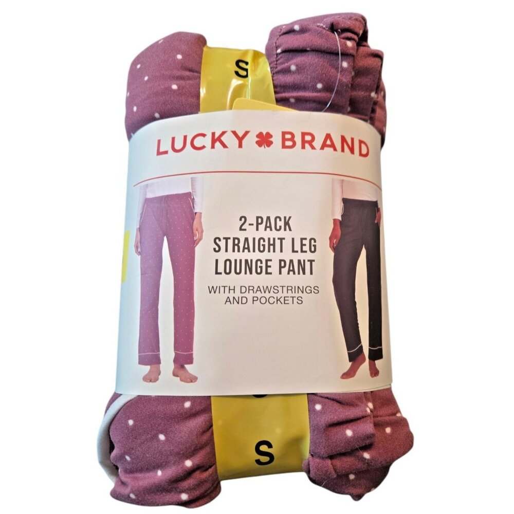 Lucky Brand Lounge Pants 2-Pack Straight Leg Drawstring Pockets Women Small New